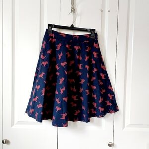 Zebra/Horse Navy Blue & Red Circle Skirt XS Mata Traders 100% Cotton Equestrian